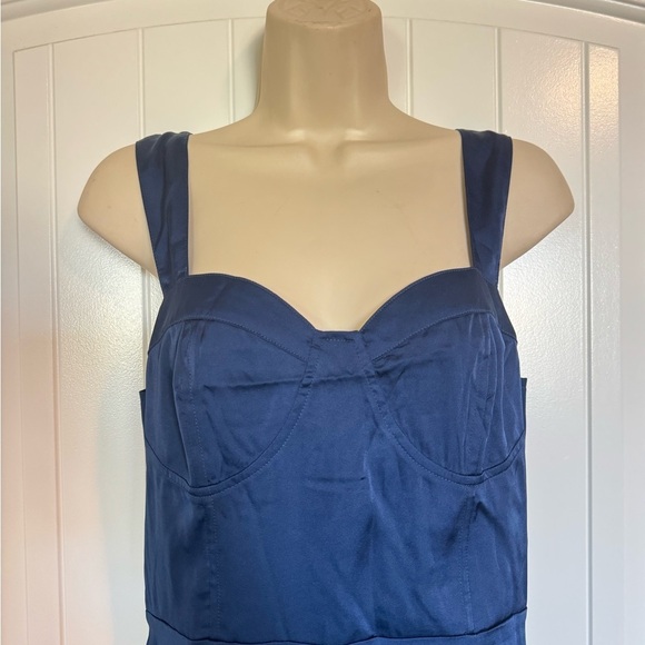 Petal & Pup Elegant Navy Blue Satin Tank Cocktail Dress Size Medium NWT - Picture 3 of 7